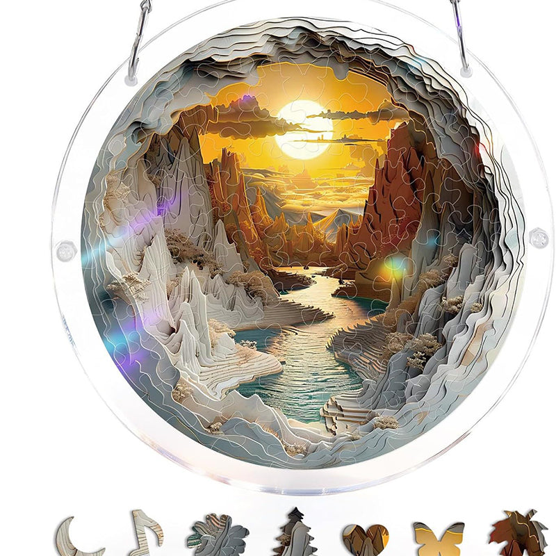 🔥Acryl-Sonnenuntergangs- und Meeres-Puzzle als Fensterdekoration