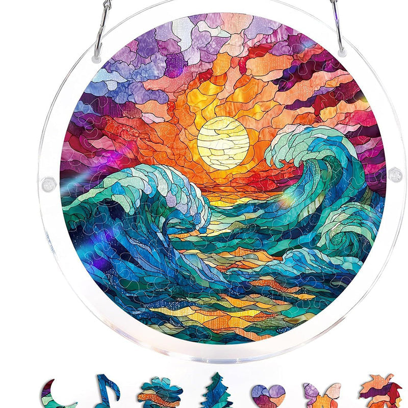 🔥Acryl-Sonnenuntergangs- und Meeres-Puzzle als Fensterdekoration