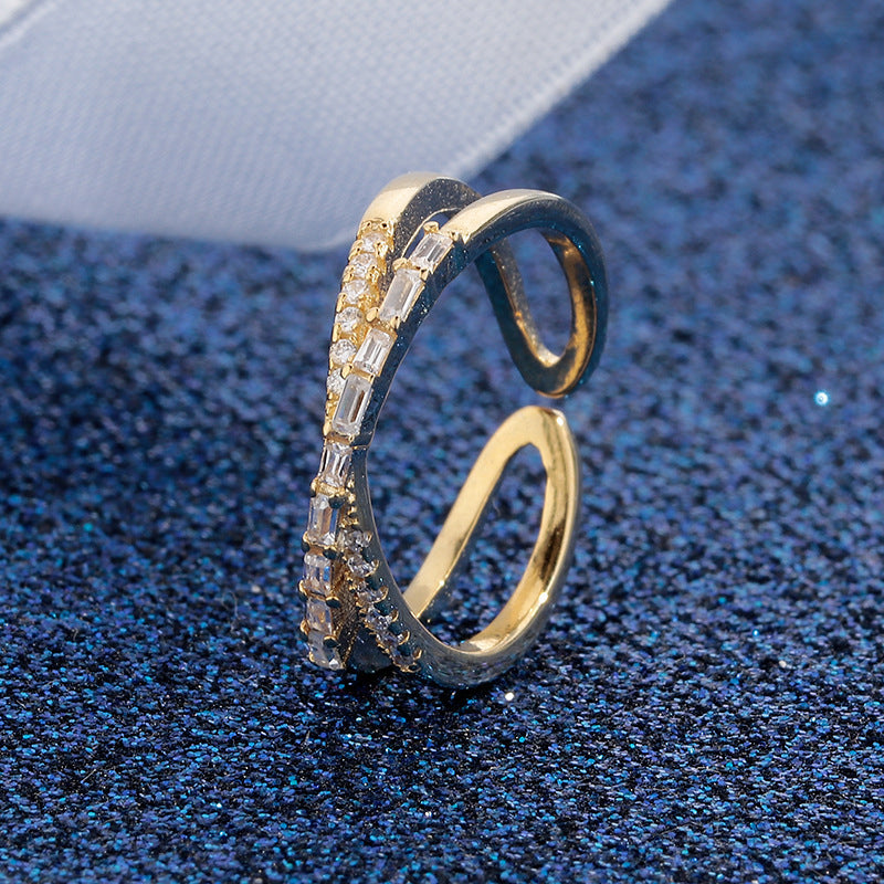 💍 Verstellbarer Ring mit Zirkonia im Doppelkreuz-Design✝️