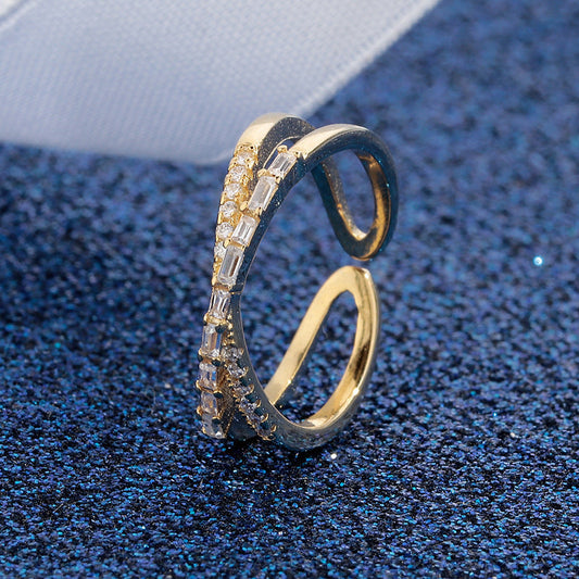 💍 Verstellbarer Ring mit Zirkonia im Doppelkreuz-Design✝️