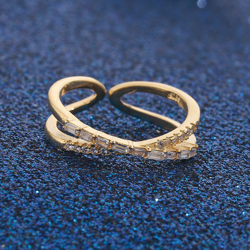 💍 Verstellbarer Ring mit Zirkonia im Doppelkreuz-Design✝️