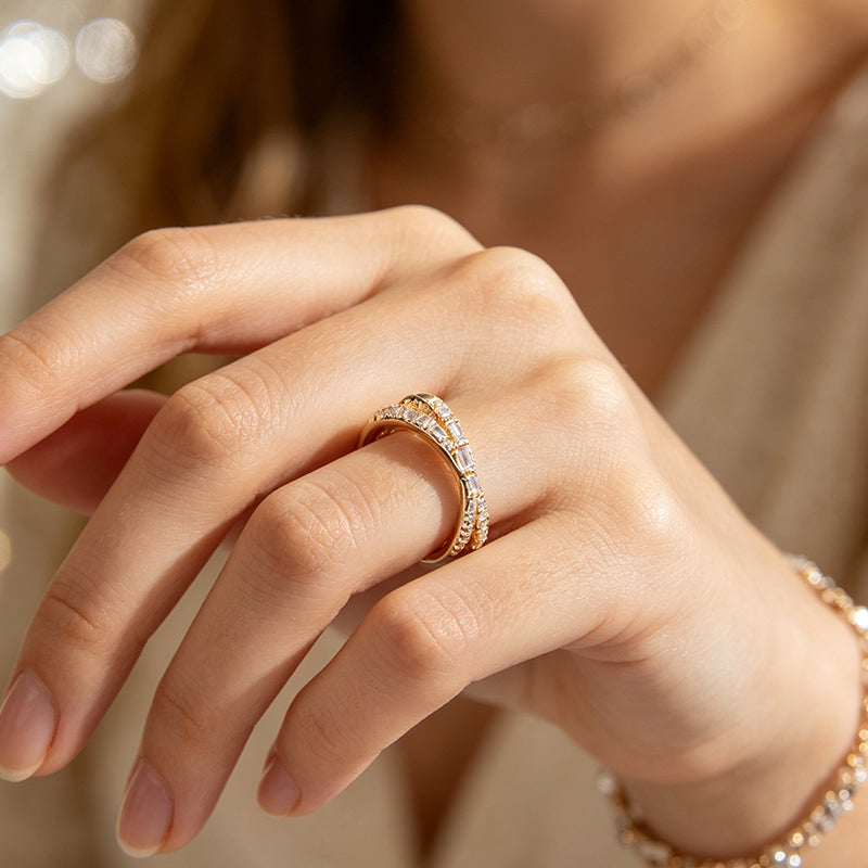 💍 Verstellbarer Ring mit Zirkonia im Doppelkreuz-Design✝️