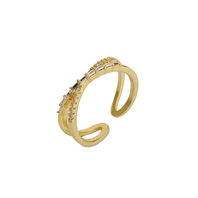💍 Verstellbarer Ring mit Zirkonia im Doppelkreuz-Design✝️