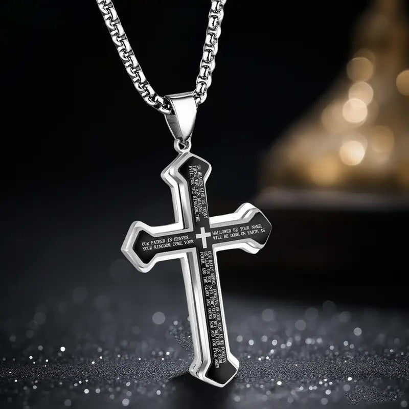 ✝️ „Vaterunser“-Kreuz-Halskette – Unisex