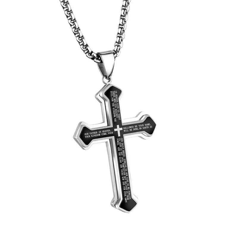 ✝️ „Vaterunser“-Kreuz-Halskette – Unisex
