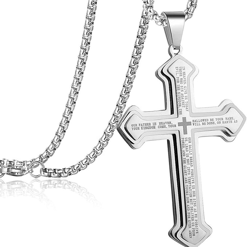 ✝️ „Vaterunser“-Kreuz-Halskette – Unisex