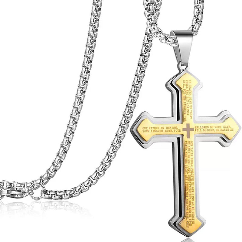 ✝️ „Vaterunser“-Kreuz-Halskette – Unisex