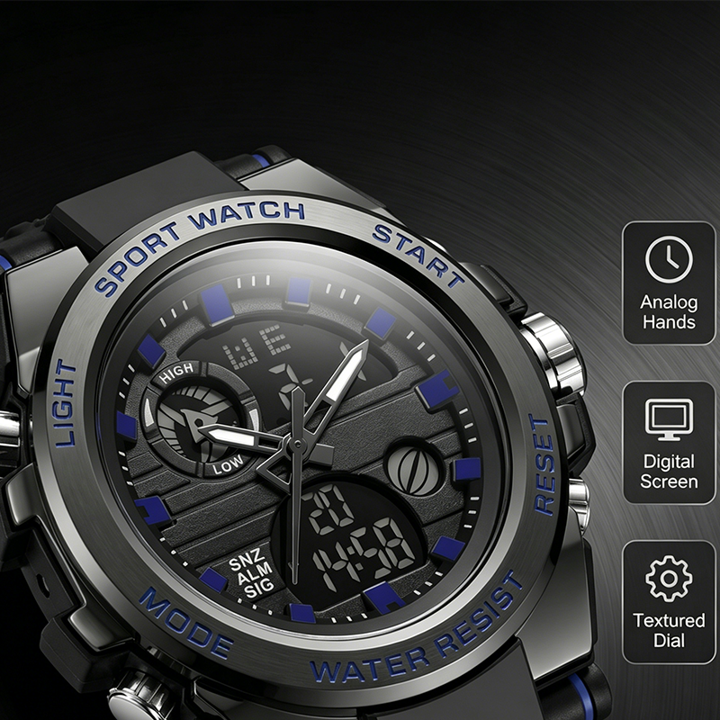 🔥 Wasserdichte, leuchtende Outdoor-Sport-Digitaluhr für Herren mit zwei Displays