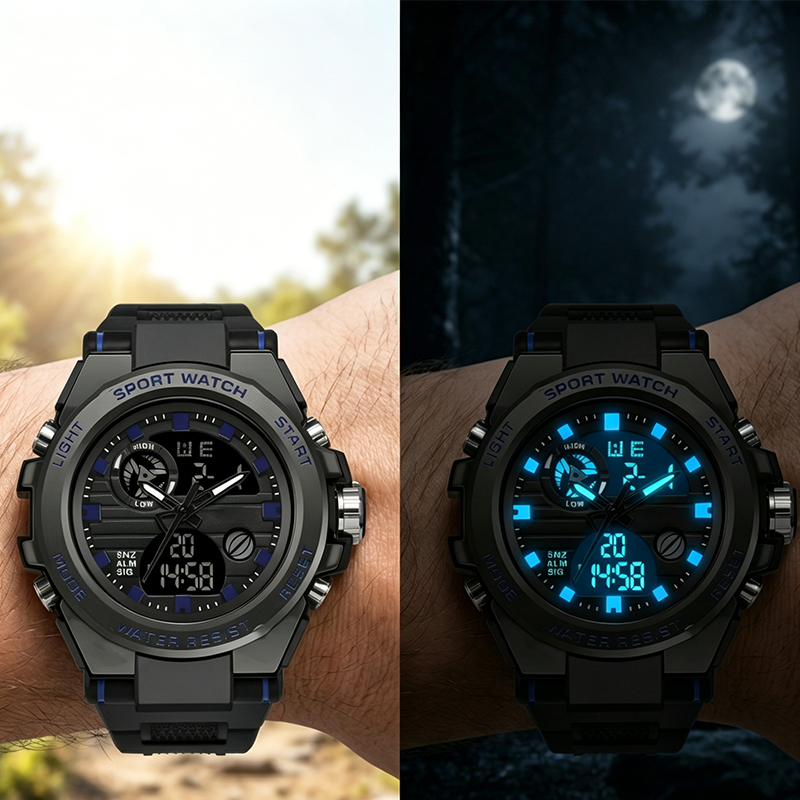 🔥 Wasserdichte, leuchtende Outdoor-Sport-Digitaluhr für Herren mit zwei Displays