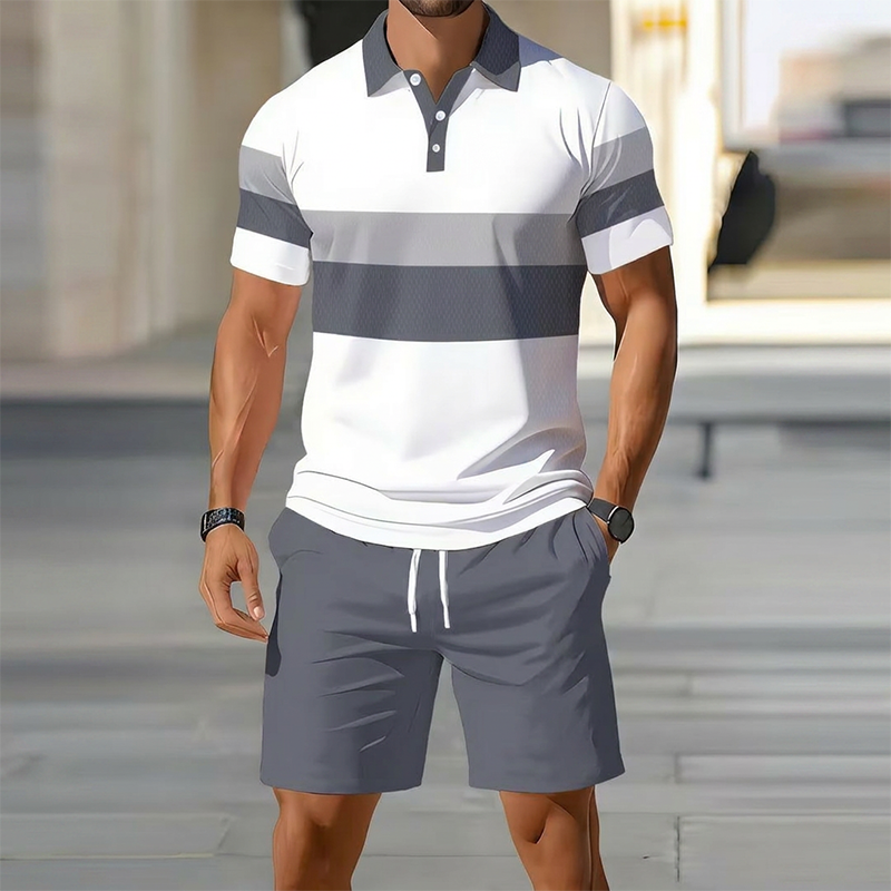 Zweiteiliges Set aus Hemd und Shorts für Herren – Digitaldruck, sportliche Passform, knitterfrei ✨