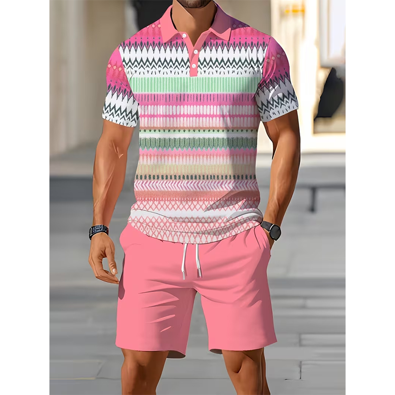 Zweiteiliges Set aus Hemd und Shorts für Herren – Digitaldruck, sportliche Passform, knitterfrei ✨